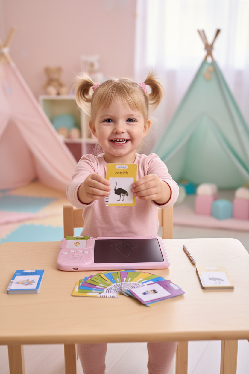 Toddler Girl with Flashcard